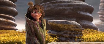 Movie still from “The Croods” (2013), directed by Chris Sanders – Medium shot, Over the shoulder angle