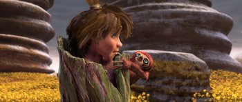 Movie still from “The Croods” (2013), directed by Chris Sanders – Medium shot, Over the shoulder angle