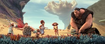 Movie still from “The Croods” (2013), directed by Chris Sanders – Wide shot, Low angle