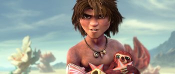 Movie still from “The Croods” (2013), directed by Chris Sanders – Medium shot, Low angle