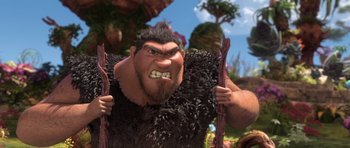 Movie still from “The Croods” (2013), directed by Chris Sanders – Medium shot, Low angle