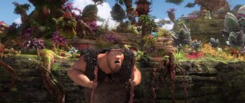 Movie still from “The Croods” (2013), directed by Chris Sanders – Wide shot, High angle