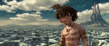 Movie still from “The Croods” (2013), directed by Chris Sanders – Medium shot, Low angle