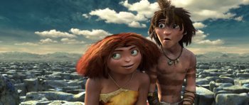 Movie still from “The Croods” (2013), directed by Chris Sanders – Close Up shot, Low angle