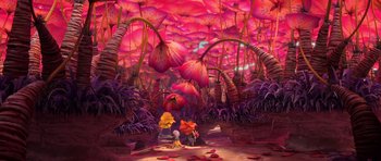 Movie still from “The Croods” (2013), directed by Chris Sanders – Extreme Wide shot, High angle