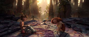 Movie still from “The Croods” (2013), directed by Chris Sanders – Wide shot, High angle