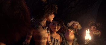 Movie still from “The Croods” (2013), directed by Chris Sanders – Medium shot, Low angle