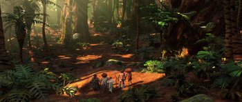 Movie still from “The Croods” (2013), directed by Chris Sanders – Extreme Wide shot, High angle