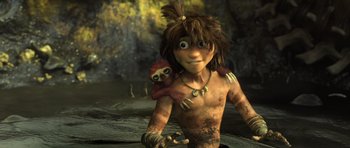 Movie still from “The Croods” (2013), directed by Chris Sanders – Medium shot, Low angle