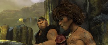 Movie still from “The Croods” (2013), directed by Chris Sanders – Medium shot, Low angle