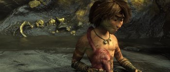 Movie still from “The Croods” (2013), directed by Chris Sanders – Medium shot, High angle