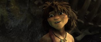 Movie still from “The Croods” (2013), directed by Chris Sanders – Close Up shot, Low angle