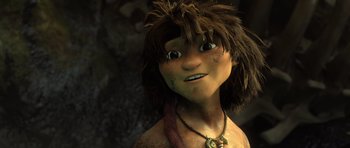 Movie still from “The Croods” (2013), directed by Chris Sanders – Close Up shot, Low angle