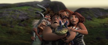 Movie still from “The Croods” (2013), directed by Chris Sanders – Medium shot, Low angle