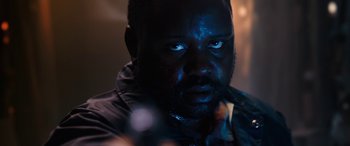 Movie still from “Child's Play” (2019), directed by Lars Klevberg – A person wearing a black jacket; Close Up shot, Low angle