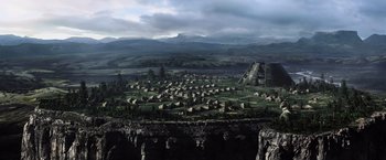 Movie still from “The Dark Tower” (2017), directed by Nikolaj Arcel – An aerial view of an ancient city in the middle of the day; Extreme Wide shot, High angle