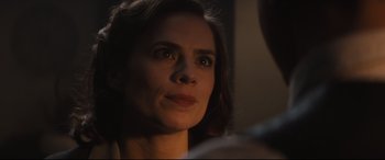 Movie still from “Christopher Robin” (2018), directed by Marc Forster – A person looking at the camera; Close Up shot, Over the shoulder angle