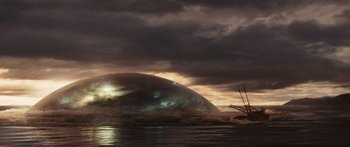 Movie still from “The Day the Earth Stood Still” (2008), directed by Scott Derrickson – A large body of water near a body of water; Extreme Wide shot, Low angle