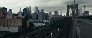 Movie still from “The Day the Earth Stood Still” (2008), directed by Scott Derrickson – An image of a road with a bridge in the background; Extreme Wide shot, High angle