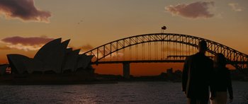 Movie still from “The Day the Earth Stood Still” (2008), directed by Scott Derrickson – A view of the sydney harbour bridge from across the water; Extreme Wide shot, High angle