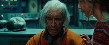 Movie still from “City of Ember” (2008), directed by Gil Kenan – An older man with white hair and a beard; Close Up shot, High angle