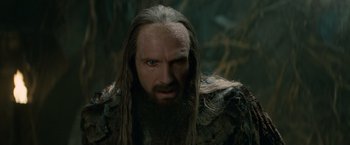 Movie still from “Clash of the Titans” (2010), directed by Louis Leterrier – A man with long hair and a long beard; Close Up shot, High angle