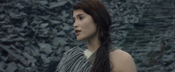 Movie still from “Clash of the Titans” (2010), directed by Louis Leterrier – A beautiful woman with long dark brown hair; Close Up shot, Low angle