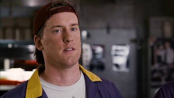 Movie still from “Clerks II” (2006), directed by Kevin Smith – A person wearing a hat; Close Up shot, Low angle