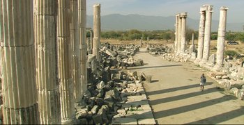 Movie still from “Climates” (2006), directed by Nuri Bilge Ceylan – A view of the ruins of an ancient building; Extreme Wide shot, High angle