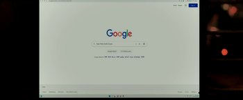 Movie still from “Cobra” (2022), directed by R. Ajay Gnanamuthu – A computer screen showing a google search page; Extreme Close Up shot, High angle