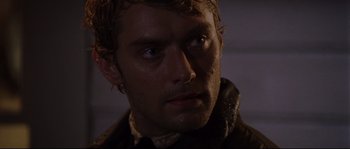 Movie still from “Cold Mountain” (2003), directed by Anthony Minghella – A person with wet hair; Close Up shot, Over the shoulder angle