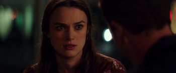 Movie still from “Collateral Beauty” (2016), directed by David Frankel – A person looking at the camera; Close Up shot, Over the shoulder angle