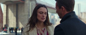 Movie still from “Collateral Beauty” (2016), directed by David Frankel – A man and a woman talking to each other; Close Up shot, Over the shoulder angle