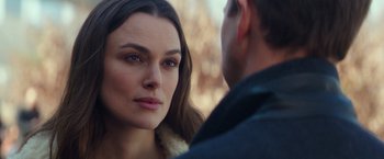 Movie still from “Collateral Beauty” (2016), directed by David Frankel – A person looking at a person; Close Up shot, Over the shoulder angle