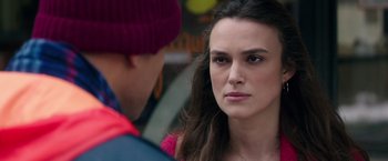 Movie still from “Collateral Beauty” (2016), directed by David Frankel – A person looking at another person; Close Up shot, Over the shoulder angle
