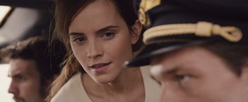 Movie still from “Colonia” (2015), directed by Florian Gallenberger – A person wearing a hat; Close Up shot, Over the shoulder angle
