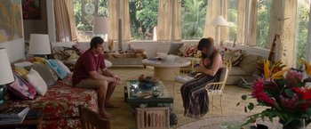 Movie still from “The Descendants” (2011), directed by Alexander Payne – A man and a woman sitting in a living room next to each other; Wide shot, High angle