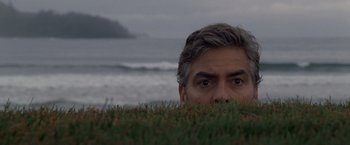 Movie still from “The Descendants” (2011), directed by Alexander Payne – A person's face in the grass; Close Up shot, Low angle