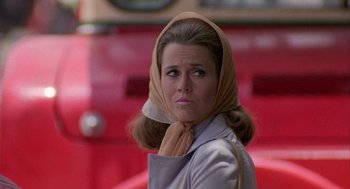 Movie still from “Coming Home” (1978), directed by Hal Ashby – A person wearing a headscarf; Close Up shot, Low angle