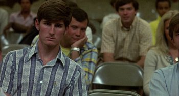 Movie still from “Coming Home” (1978), directed by Hal Ashby – A group of people sitting in a room; Close Up shot, Over the shoulder angle