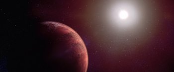 Movie still from “Contact” (1997), directed by Robert Zemeckis – An image of an exoplanet in the space; Extreme Wide shot, High angle