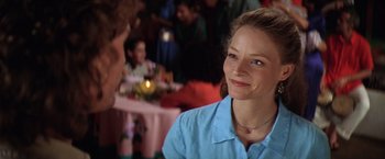 Movie still from “Contact” (1997), directed by Robert Zemeckis – A person talking to another person; Close Up shot, Over the shoulder angle