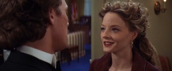 Movie still from “Contact” (1997), directed by Robert Zemeckis – A man and a woman talking to each other; Close Up shot, Over the shoulder angle