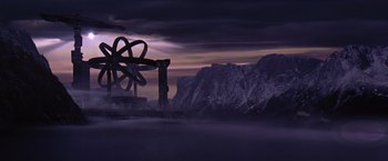 An image of an alien ship in the middle of the night