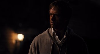 Movie still from “The Front Runner” (2018), directed by Jason Reitman – A person wearing a hooded sweatshirt; Close Up shot, Over the shoulder angle