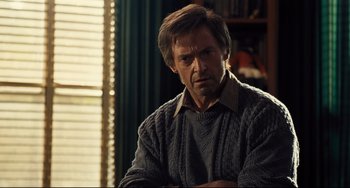 Movie still from “The Front Runner” (2018), directed by Jason Reitman – A person sitting in a room; Close Up shot, Over the shoulder angle