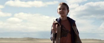 Movie still from “Cop Car” (2015), directed by Jon Watts – A young man holding a toothbrush in his hand; Close Up shot, Low angle