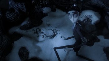 Movie still from “Corpse Bride” (2005), directed by Tim Burton – A scene from the animated movie frankenweenie; Medium shot, Overhead angle