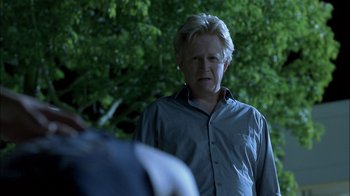 Movie still from “Crazy/Beautiful” (2001), directed by John Stockwell – A man with blonde hair wearing a blue shirt; Close Up shot, Over the shoulder angle