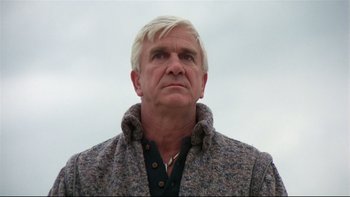 Movie still from “Creepshow” (1982), directed by George A. Romero – An older man with white hair looking up at the sky; Close Up shot, Low angle
